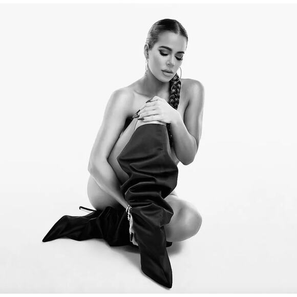 Good American The Weekend Slouchy Over The Knee Boots In Black Size 13 New - Picture 3 of 12